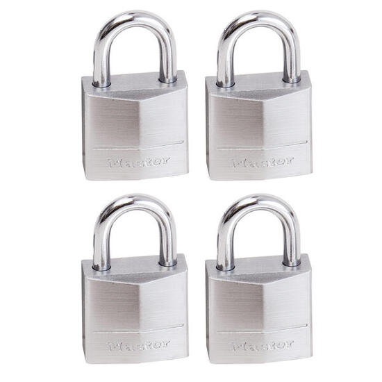 Set van 4 Marine hangsloten met sleutel, Grijs, 3,4 x 2 x 1 cm