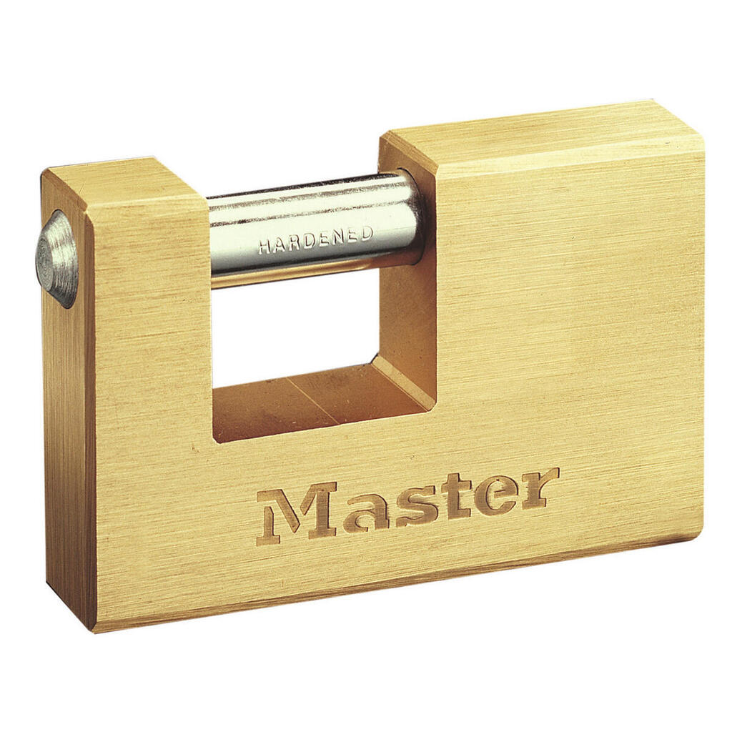 608EURD Rectangular Brass Padlock with Key, Gold, 8,3 x 8,5 x 1,8 cm