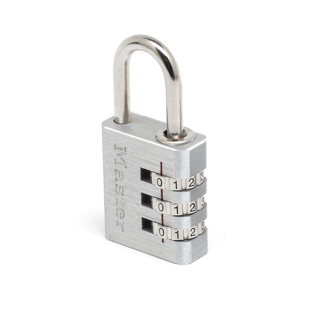 7630EURD Combination Padlock in Aluminium, Grey, 3 x 6,5 x 1,3 cm