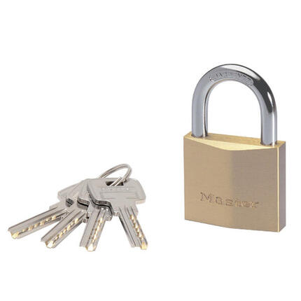 Sleutelhangslot met extra dik massief messing huis, Goud, 8,1 x 5 x 1,7 cm