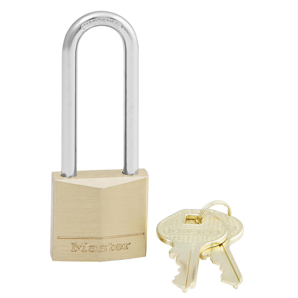 130EURDLJ Key Padlock with Brass Body and Long Shackle, Gold, 9,7 x 3 x 1,2 cm