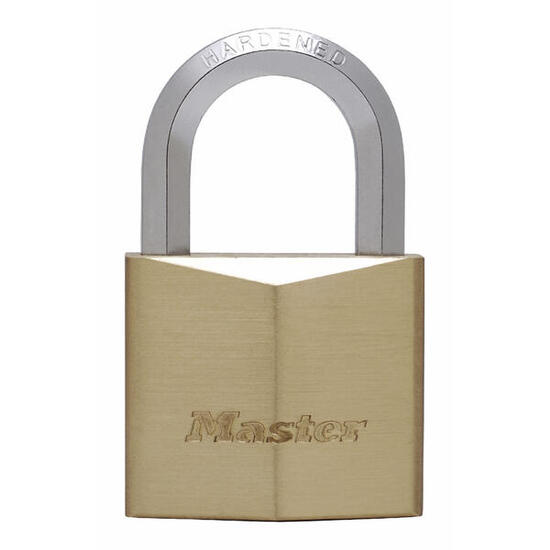 Sleutelhangslot met messing huis en zeshoekige beugel, Goud, 8,2 x 5 x 2,6 cm