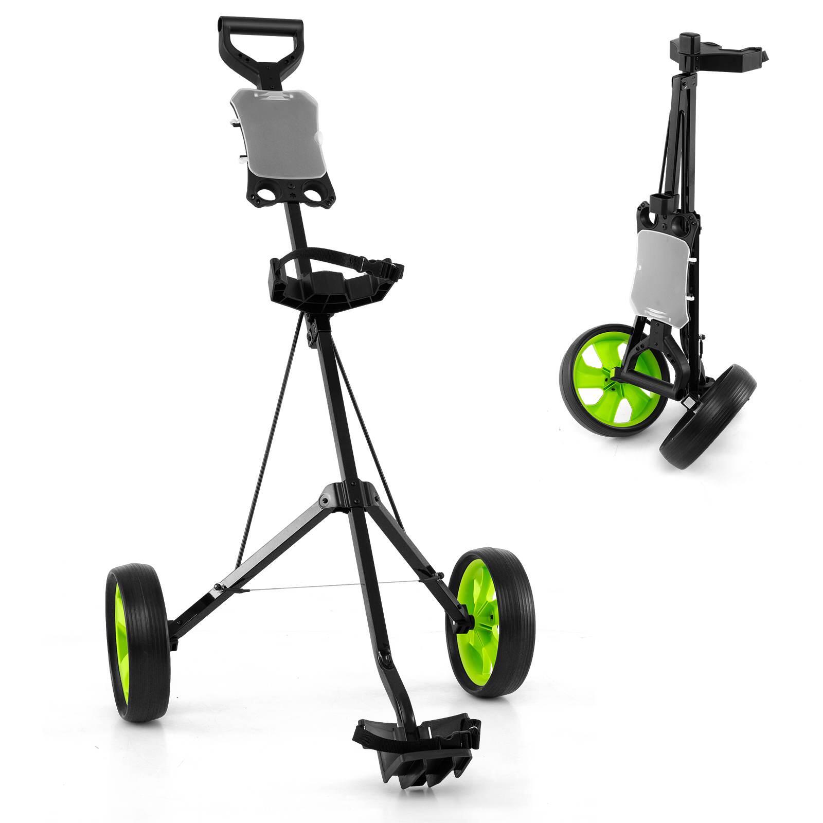 2-Wheel Foldable Golf Trolley w/Scorecard Holder Upper/Lower Bracket