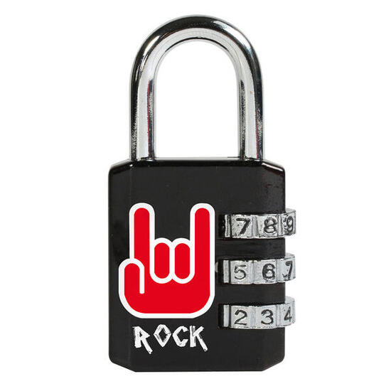 1509EURDROCK Cadenas à Combinaison avec Motif Imprimé, Rock, 6,2 x 3,2 x 1,4 cm