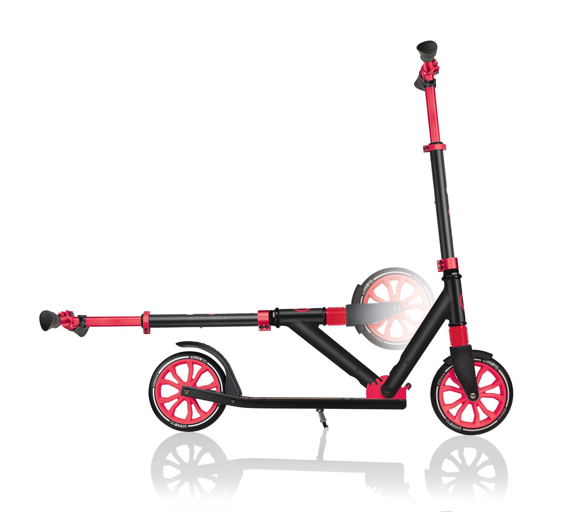Trottinette NL 205  grandes roues - Noir-Rouge 10/14