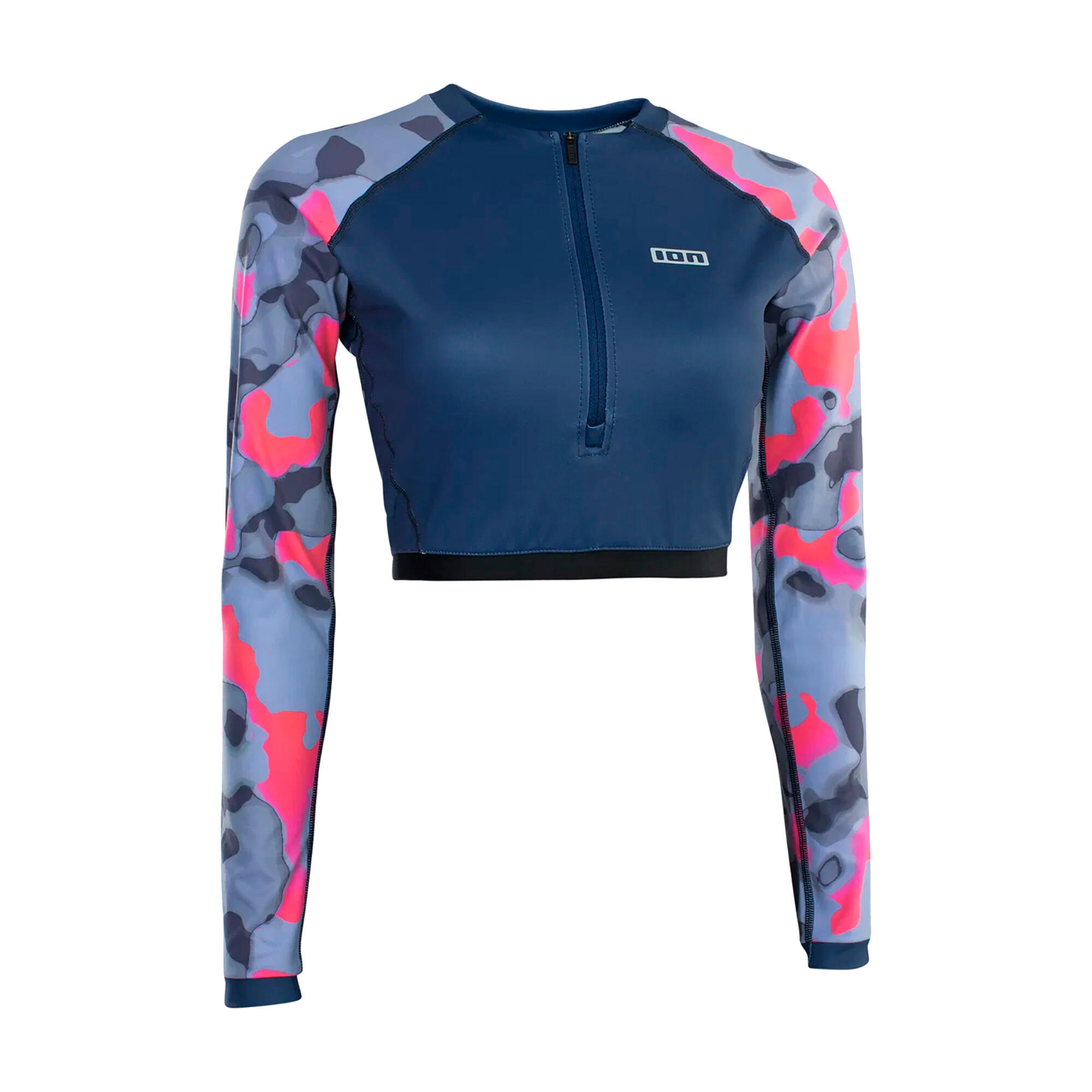 Camiseta de manga longa para natação feminina Shorty UV azul marinho 3/3