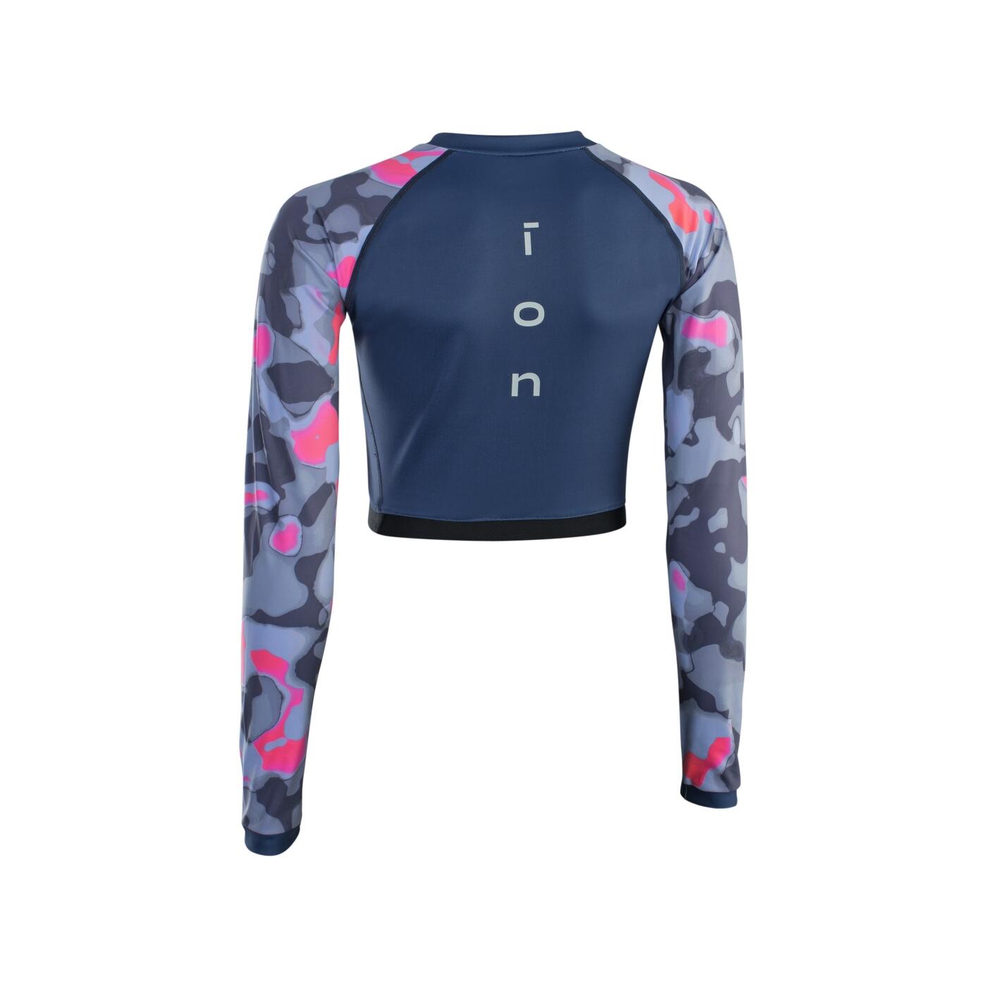 Camiseta de manga longa para natação feminina Shorty UV azul marinho 2/3