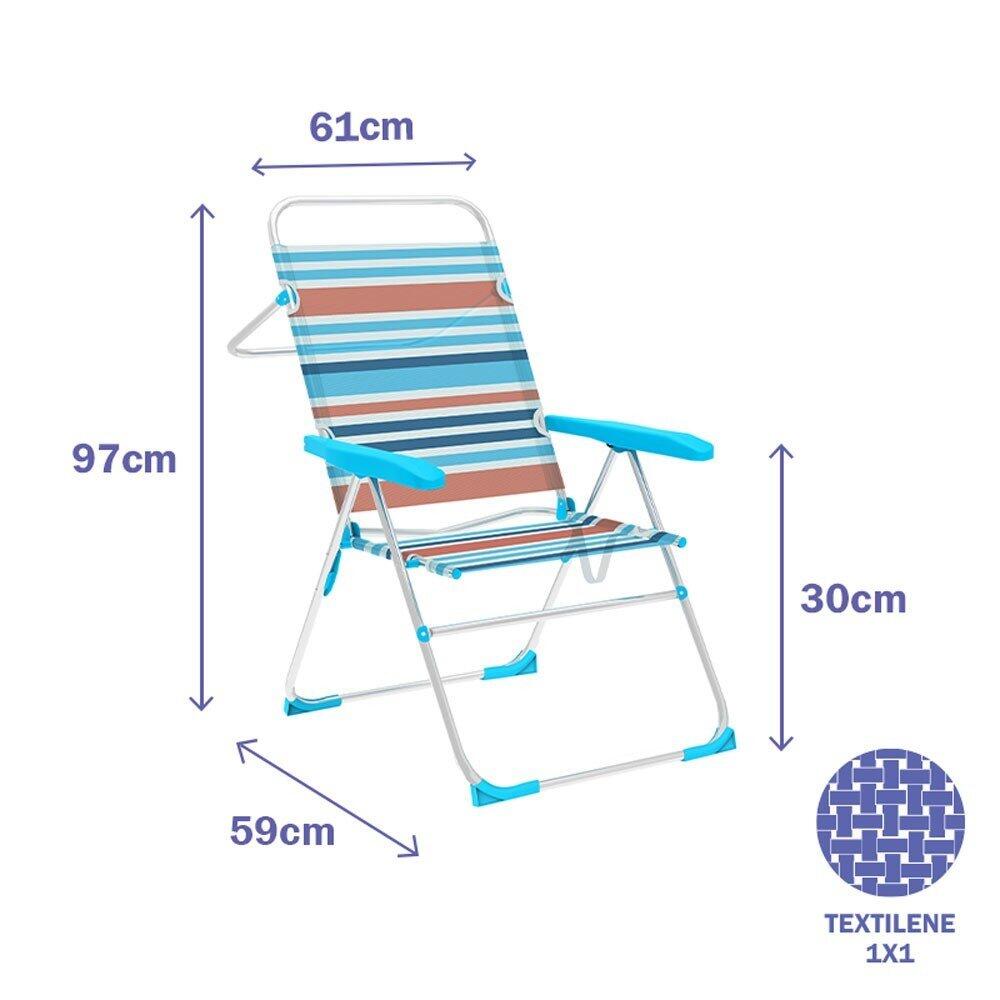 Silla Plegable Marbueno 5 Posiciones Aluminio Playa 3/4