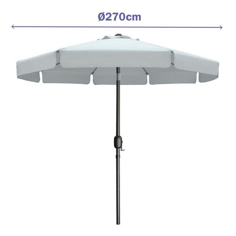 Sombrilla Marbueno 270 cm de Acero y Polyester Blanca 3/4