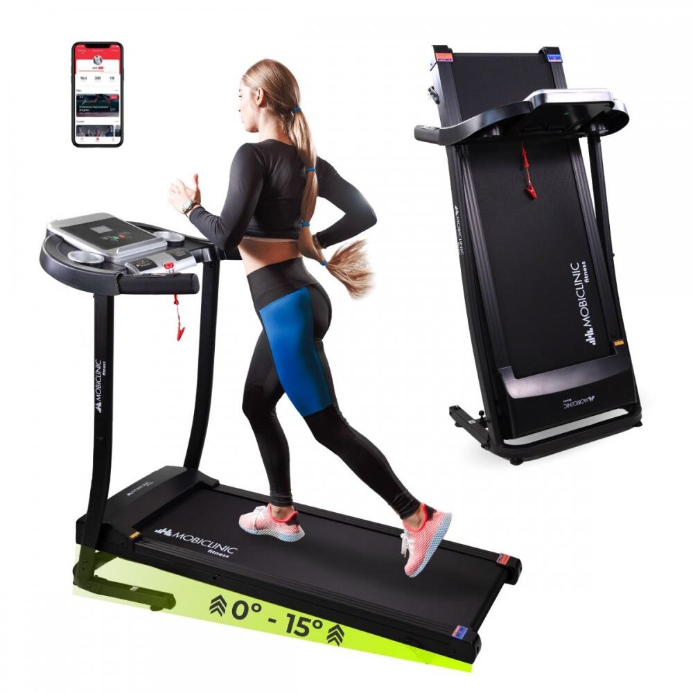 Mobiclinic - Tapis De Course Pliable Bluetooth Compact 12km/h Système De Levage 139x62x114cm - Tapis De Marche - Noir - Taille Unique - Decathlon