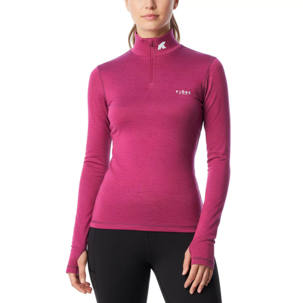 FJORK MERINO LangärLSiges Damen-T-Shirt aus 100 % Merinowolle – Björk 210 Zip