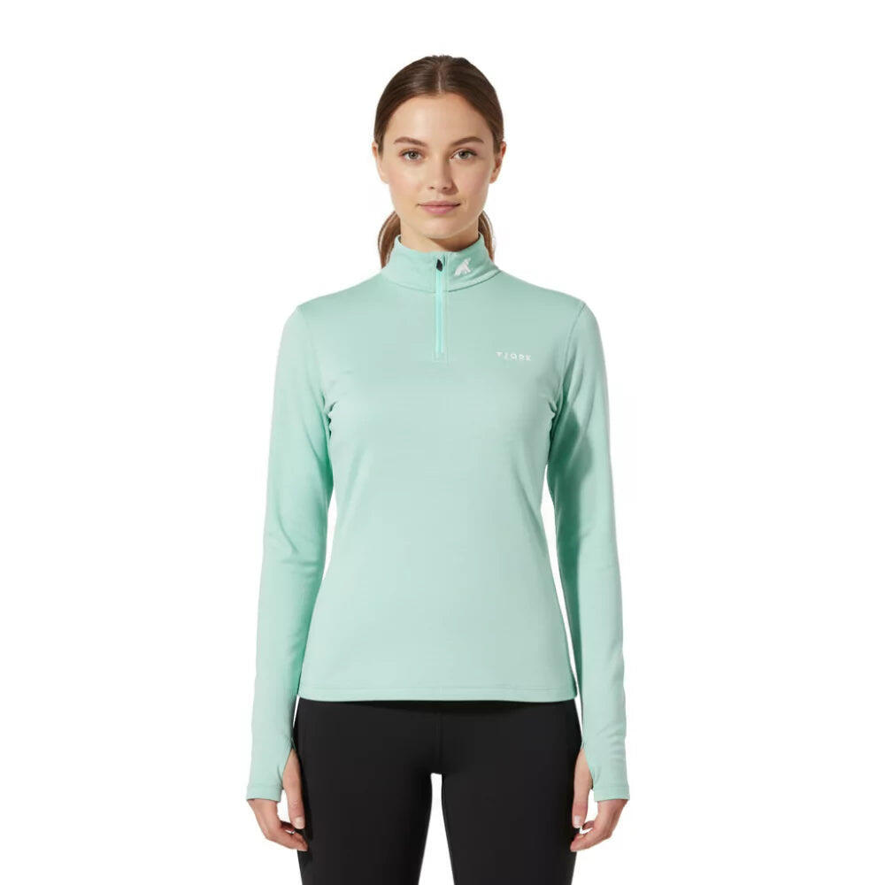 Fjork Merino - T-shirt Femme 100% Laine De Mérinos Manches Longues - Bjork 210 Zip - T-shirt Manches Longues - Vert - 44 L - Decathlon