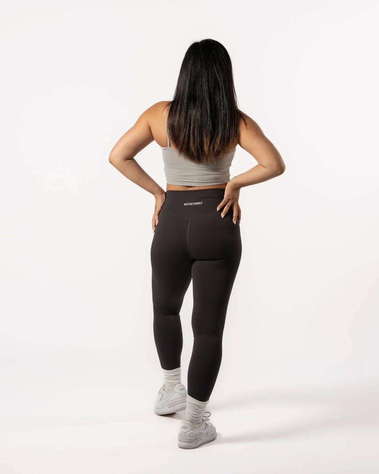 Legging femme 7/8 pour yoga & pilates chocolat 4/4