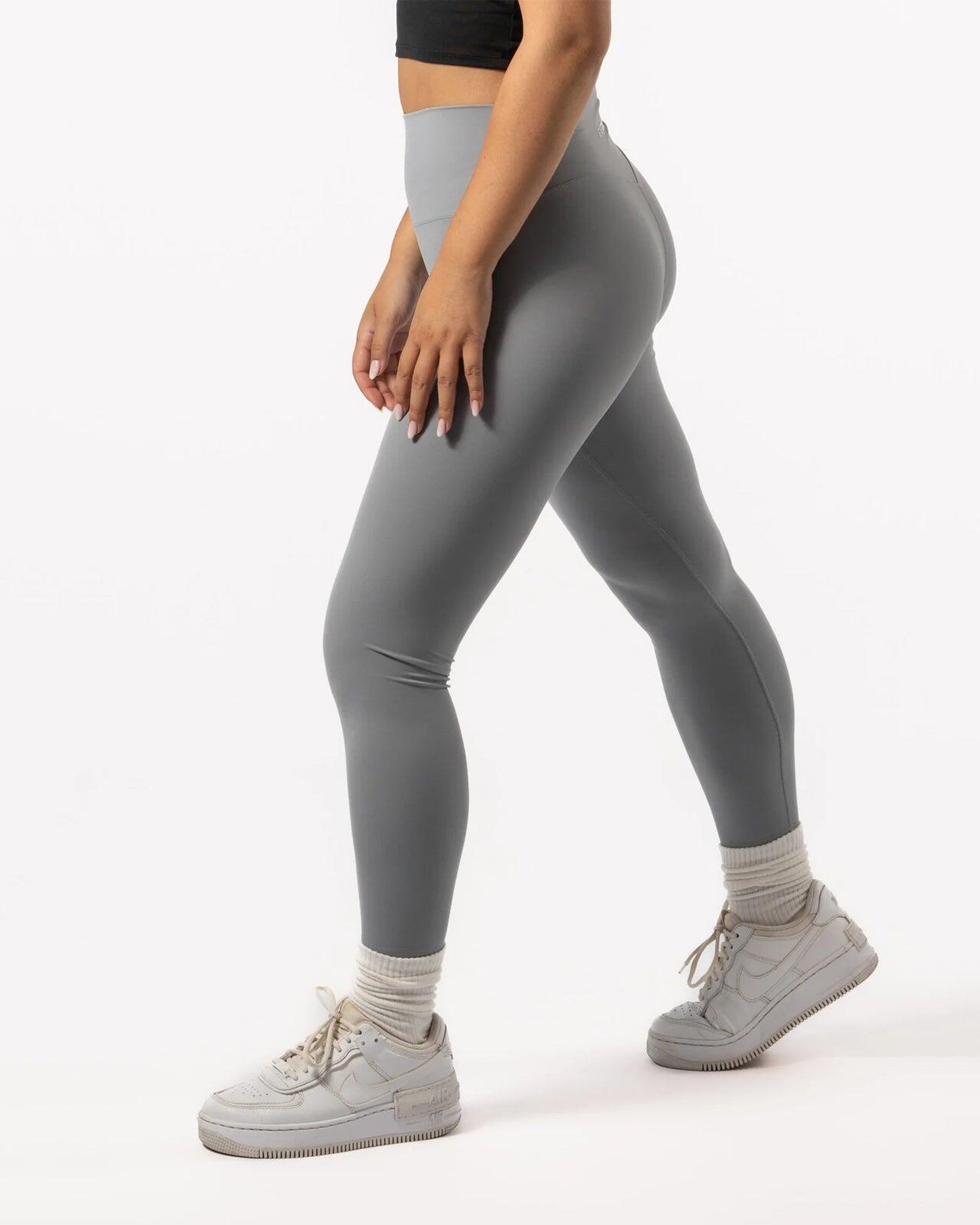 Leggings femininas 7/8 para yoga e pilates cinza ardósia 2/4