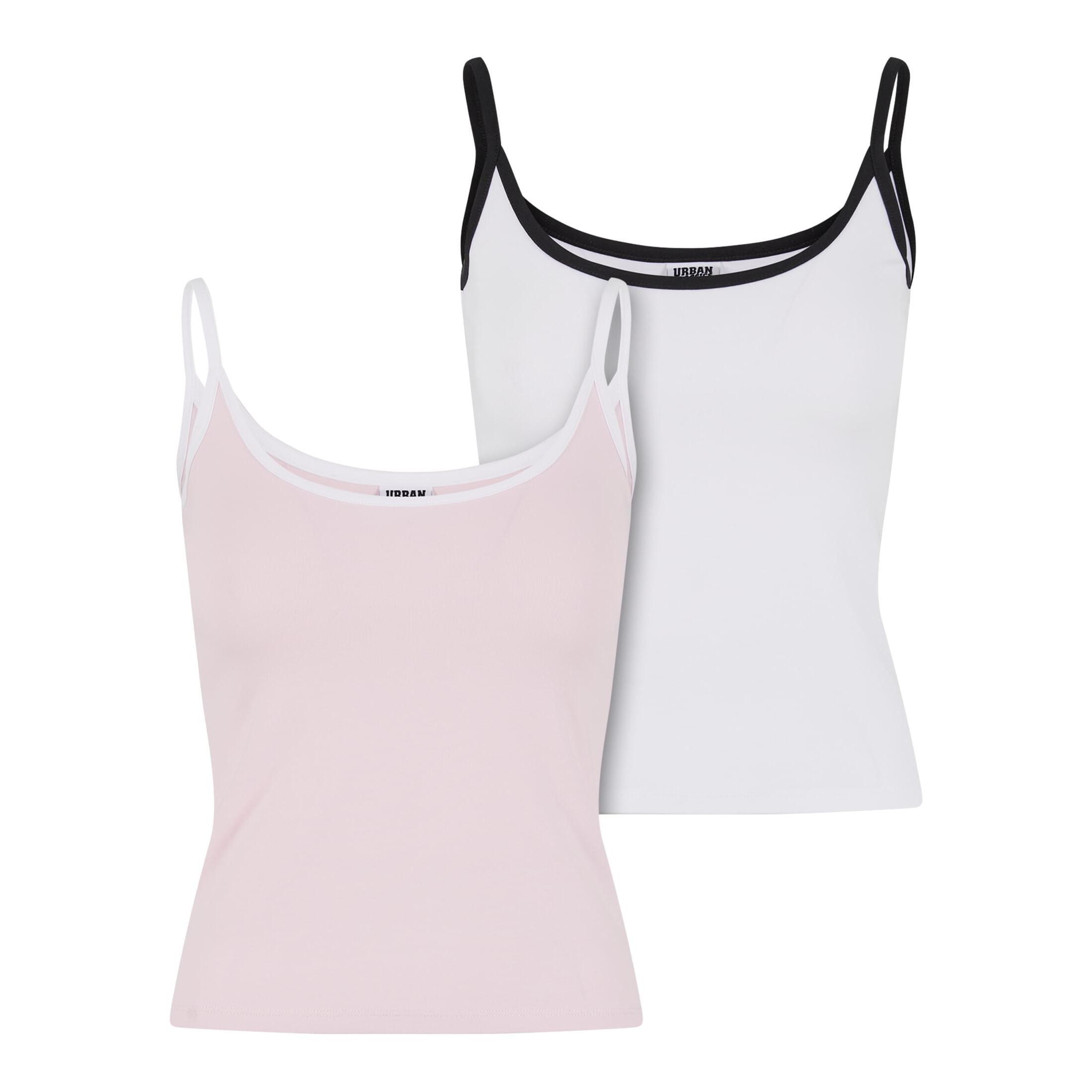 Urban Classics - Débardeur Femme Urban Classics Contrast Basic (x2) - Débardeur - Blanc|rose - Decathlon