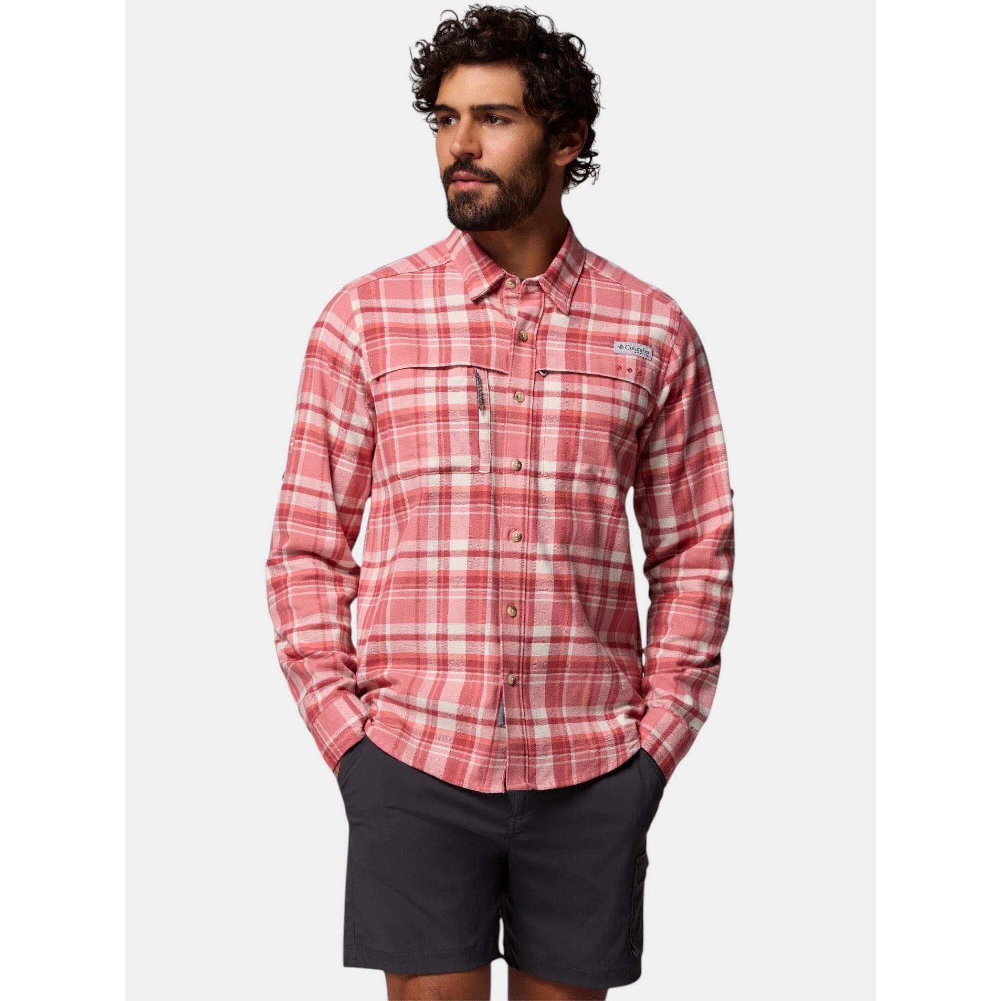 Columbia - Chemise Homme Wild Cast Flannel - Chemise Manches Longues - Beige|rouge - Decathlon