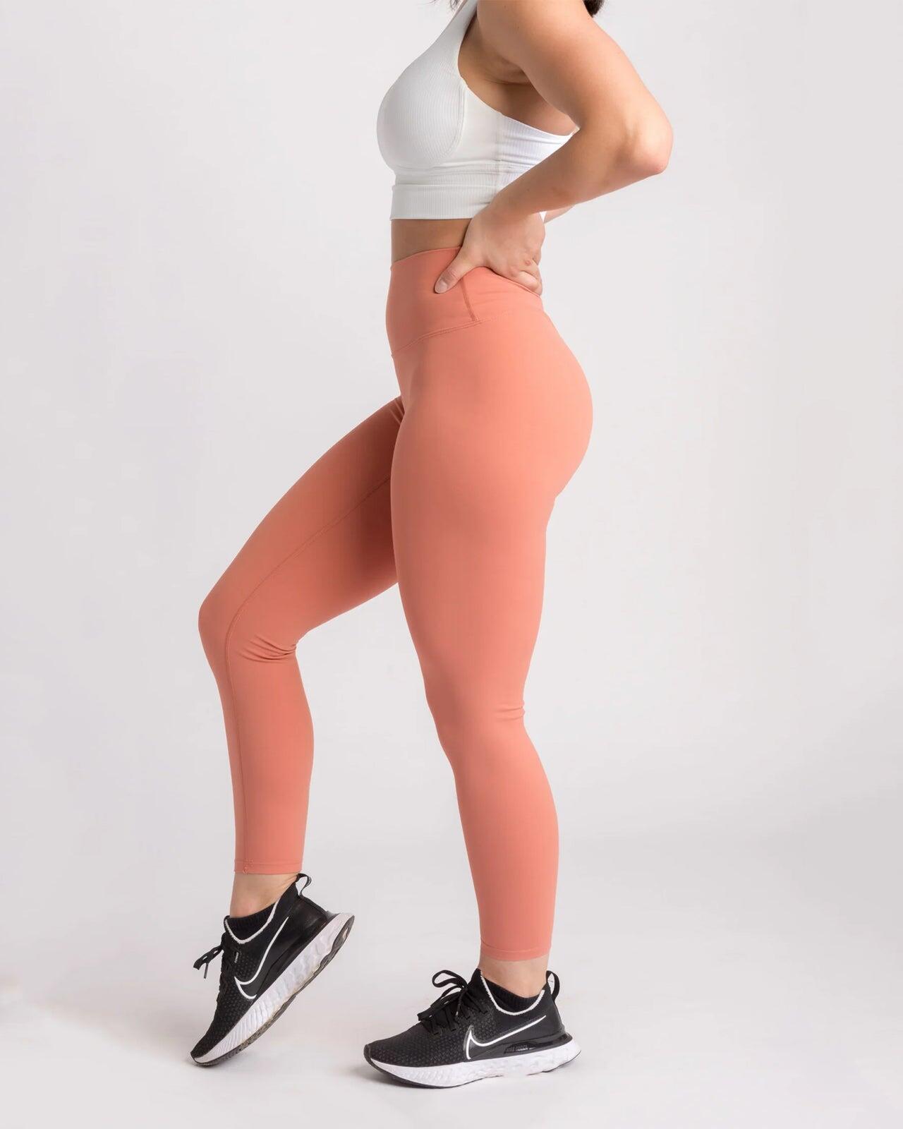 Legging femme 7/8 pour yoga & pilates rose saumon 4/4