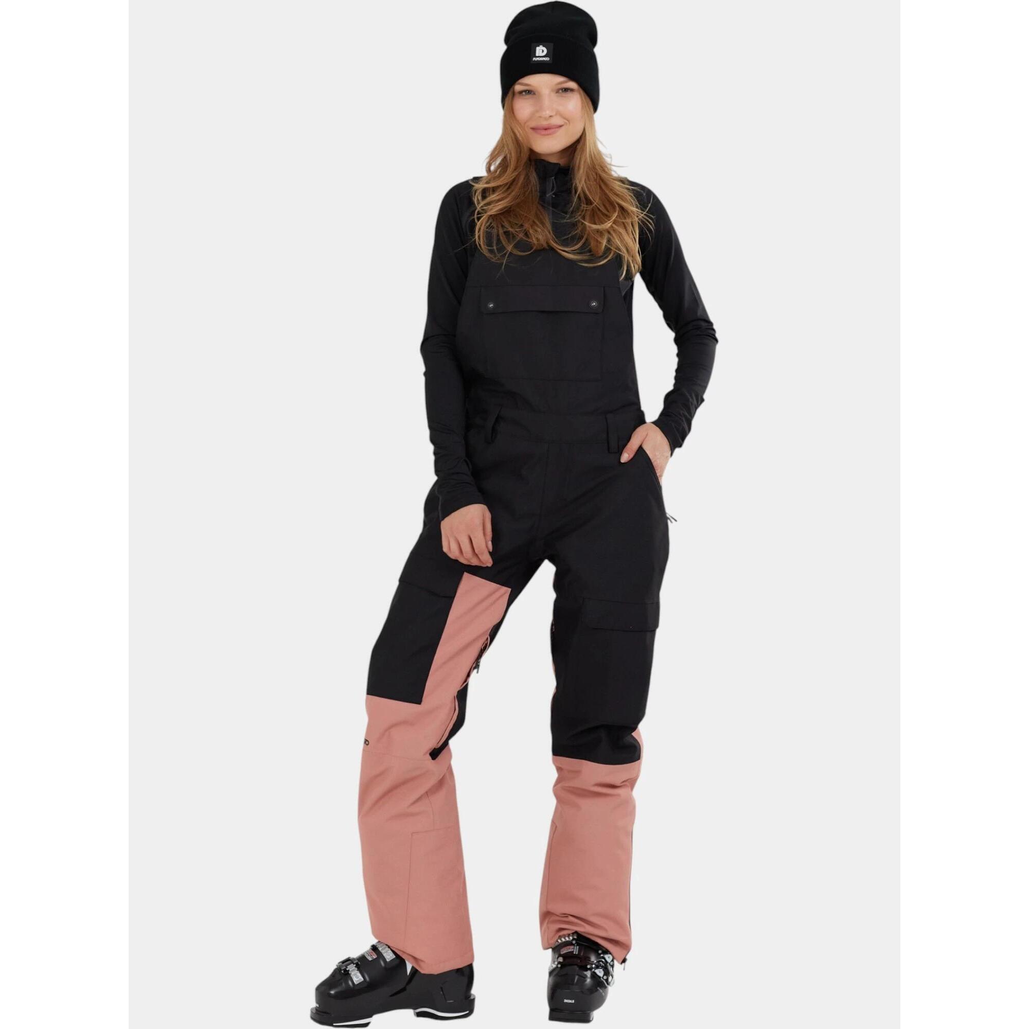 Fundango - Combinaison De Ski Femme Sakura Eco Bib - Pantalon De Ski - Noir|rose - Decathlon