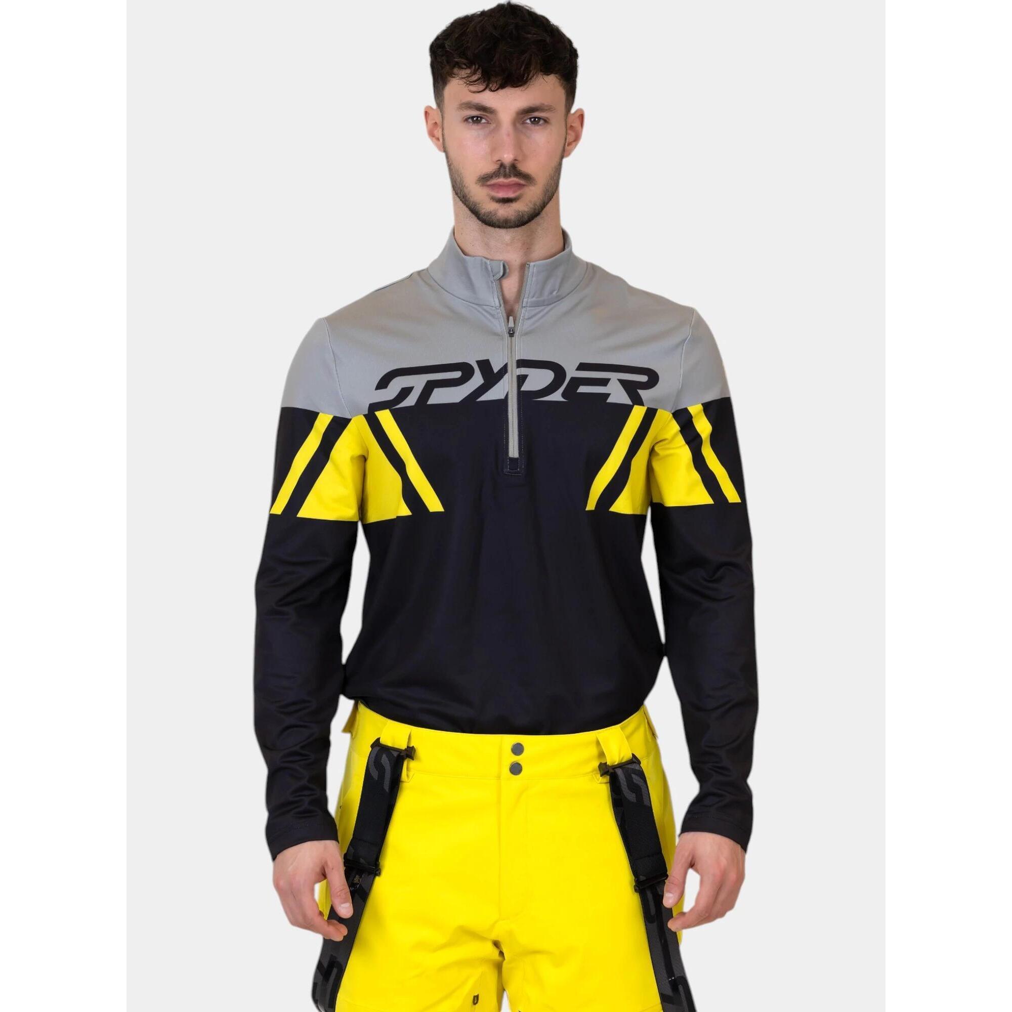 Spyder - Baselayer Homme Podium Hz - Sous Maillot Manche Longue - Gris|jaune|noir - Decathlon