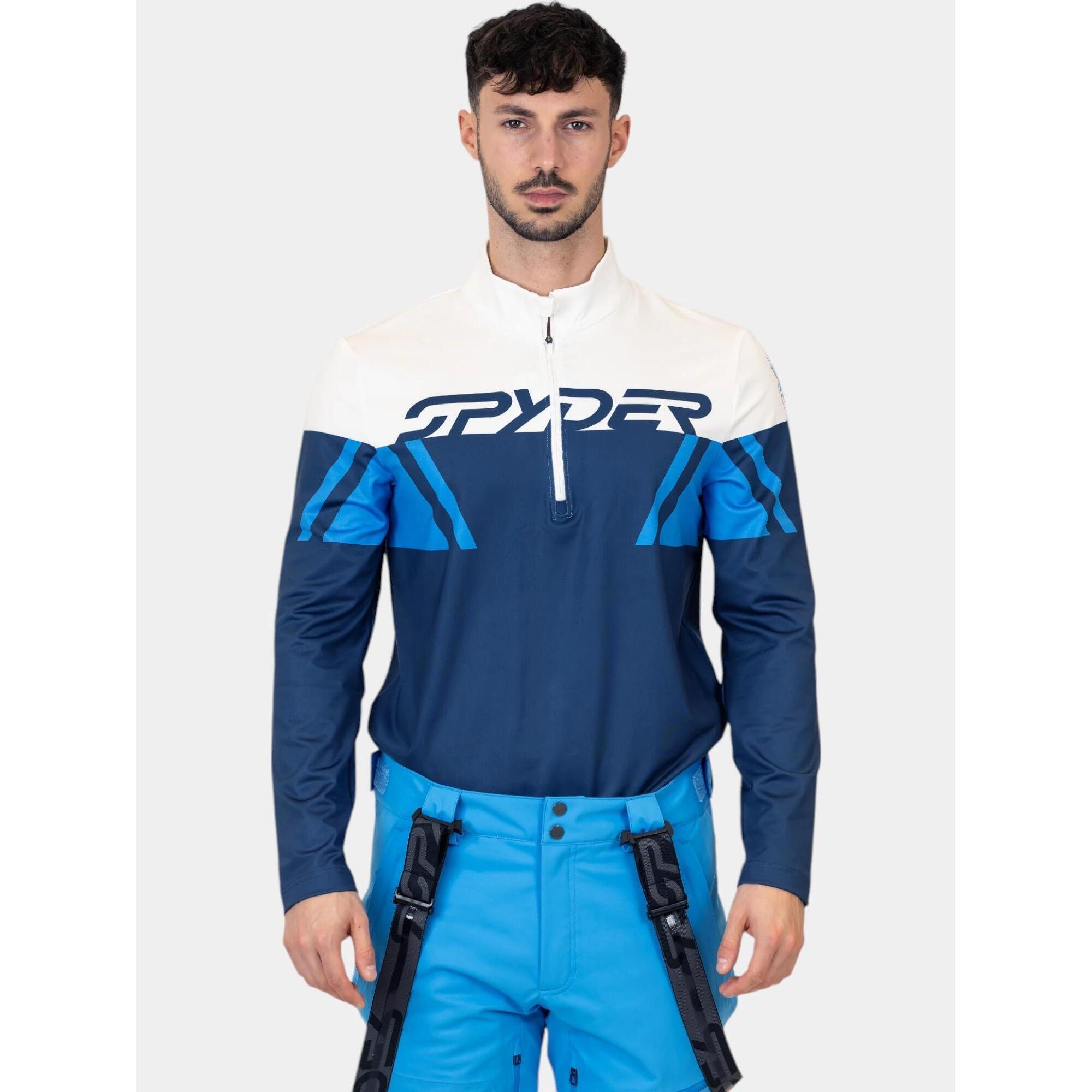 Spyder - Baselayer Homme Podium Hz - Sous Maillot Manche Longue - Blanc|bleu - Decathlon