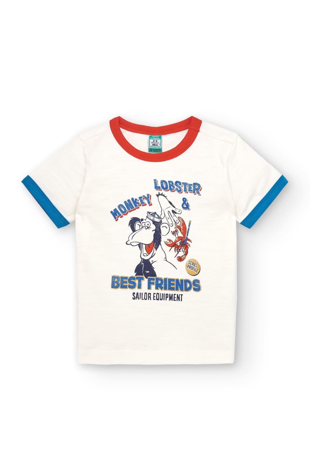 Camiseta niño cruda estampado marinero 2/5