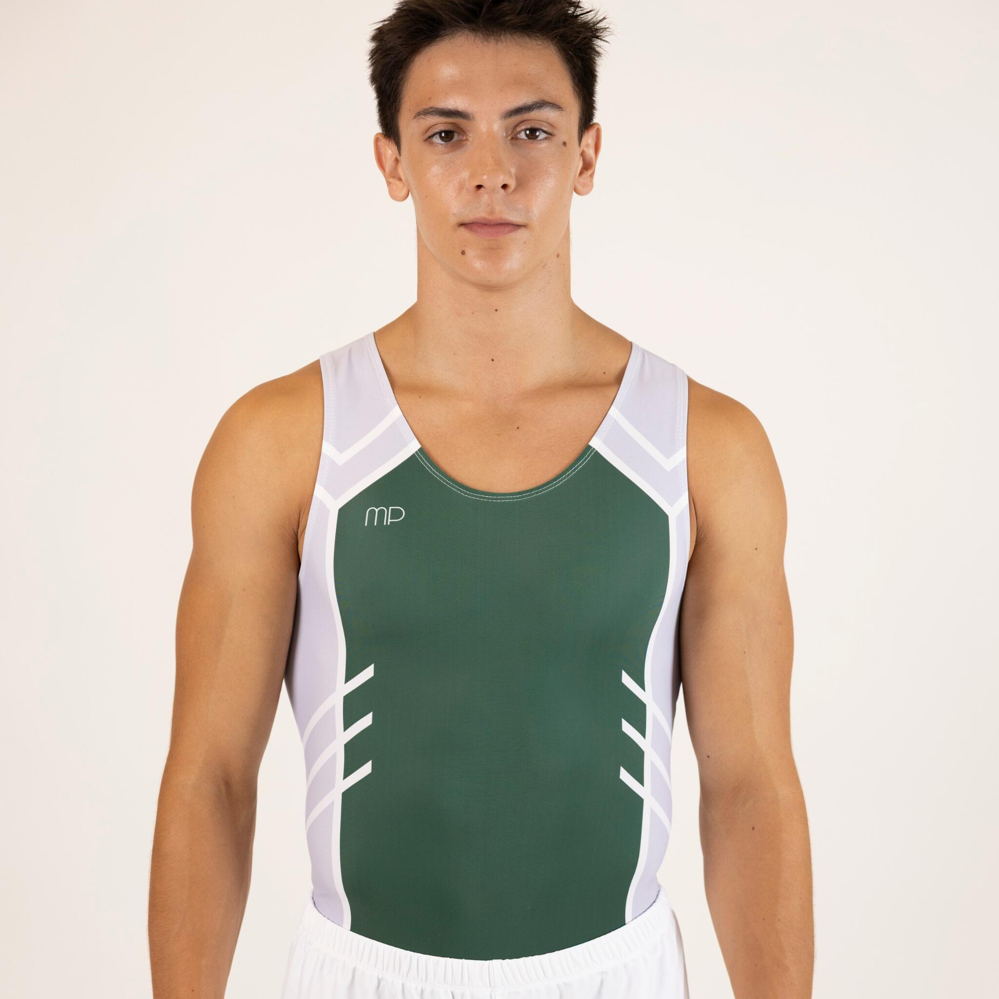 Mp Gymnastics - Maillot De Gymnastique Vert Et Gris Homme - Justaucorps - Blanc|gris|vert - 40 M - Decathlon