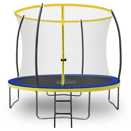 Trampolin Outdoor Ø 305 cm, TÜV GS, Smartes Klappnetz, Inkl. Leiter & Bodenanker