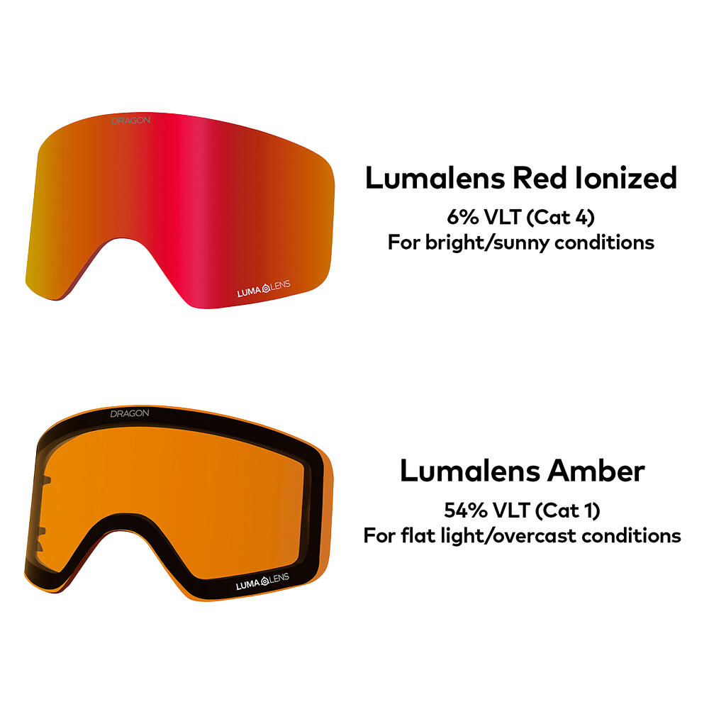 NFX MAG OTG Unisex Snow Goggles - Rattled/Lumalens Red Ionized
