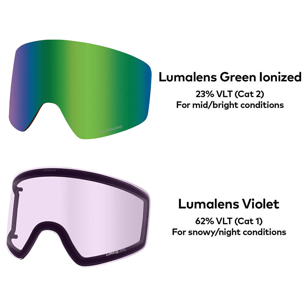 PXV Unisex Skibrille - Leafy Camo/LL Green Ionized & LL Violet 7/7