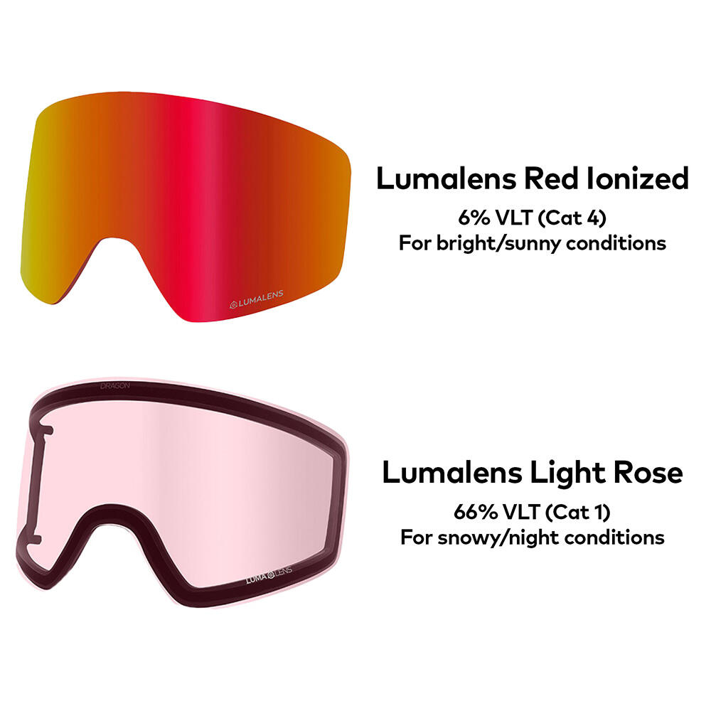 PXV Gafas De Esquí Unisex - Nouveau Black/LL Red Ionized & LL Light Rose 6/6
