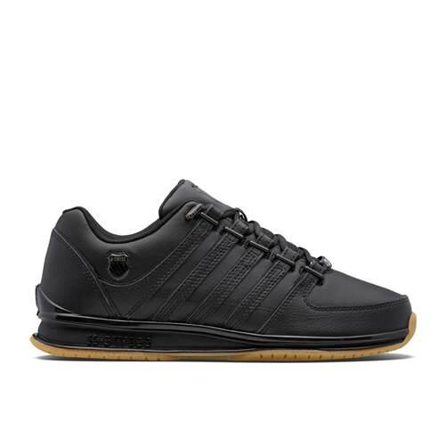 Mens Rinzler Leather Casual Flat Trainers (Black/White)