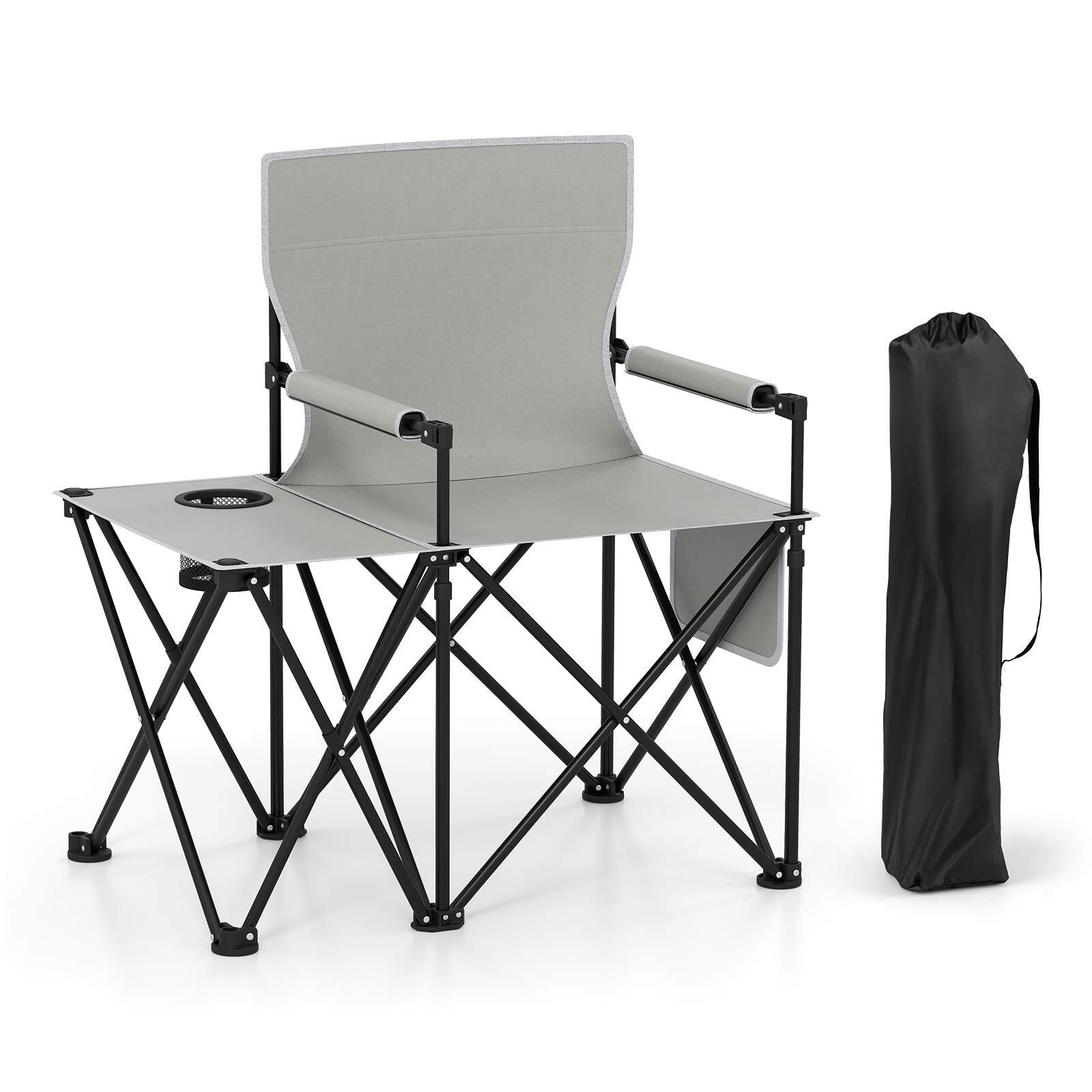 Folding Camping Chair w/Side Table 2 Pockets