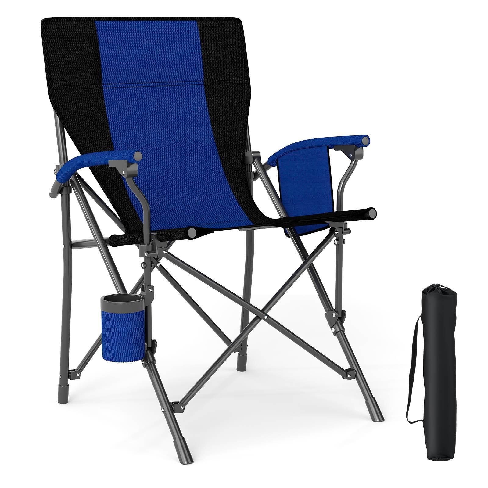 Folding Camping Chair Outdoor Oxford Cloth Lawn Seating w/Cup Holder