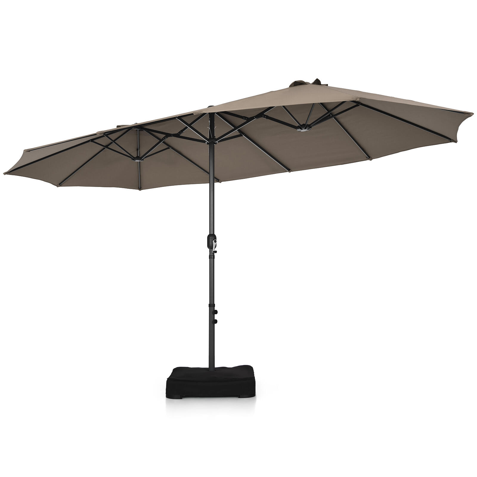 4.6*2.7M Double-Sided Outdoor Umbrella w/Base Beach Shelter Parasol Cafe