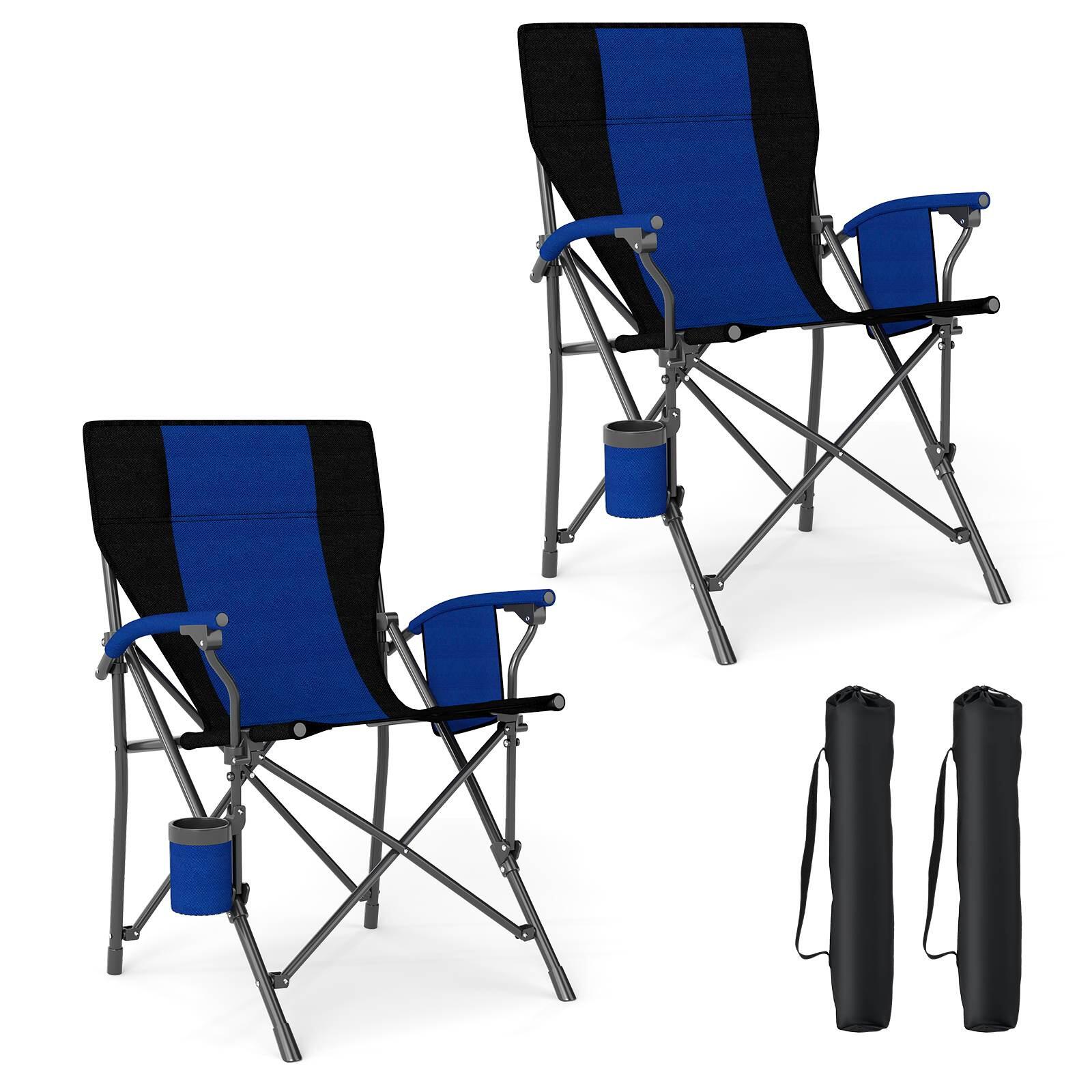 2x Folding Camping Chair Outdoor Oxford Cloth w/Cup Holder