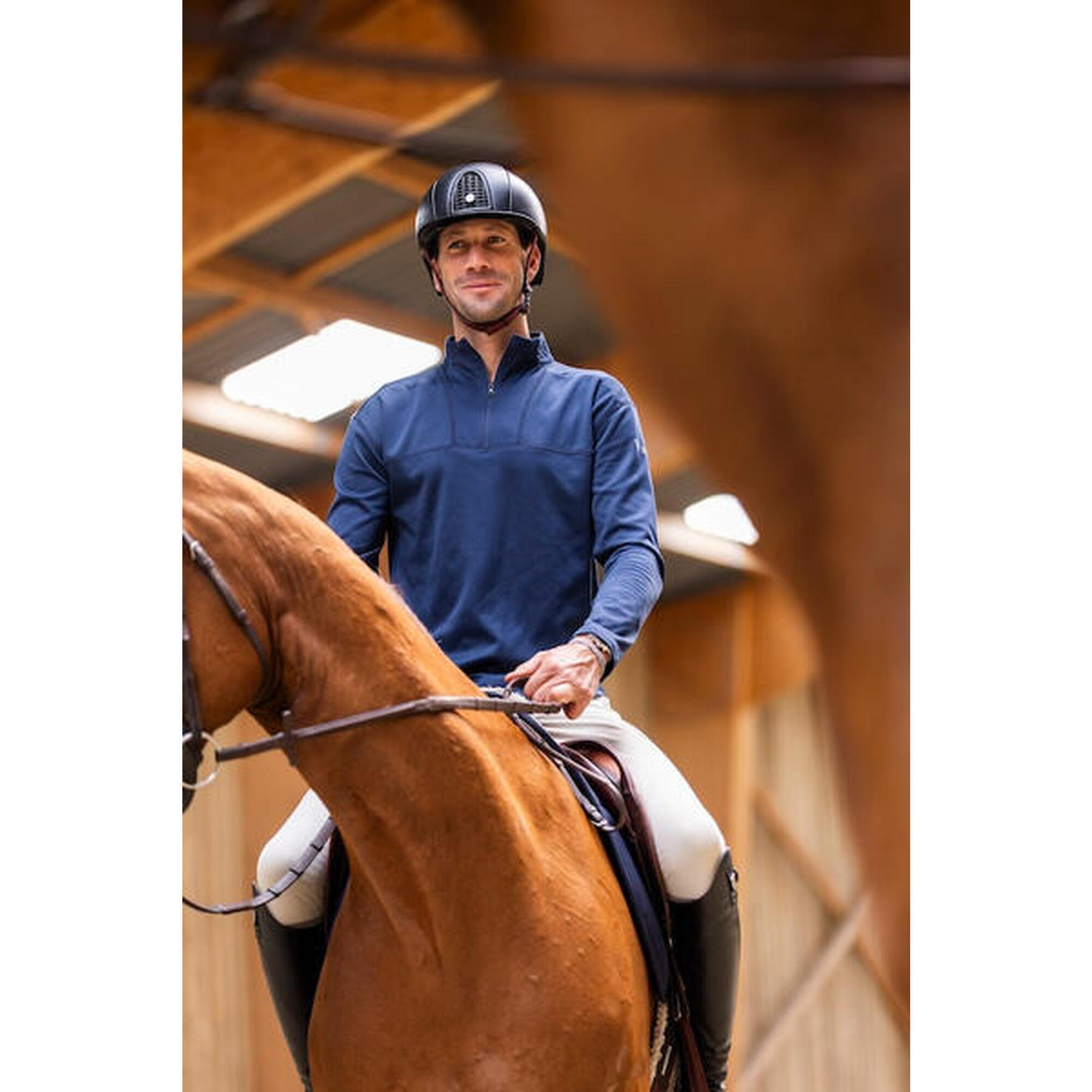 Horse Pilot - Tee-shirt Thermique D'Équitation - T-shirt Manches Longues - Bleu - Decathlon