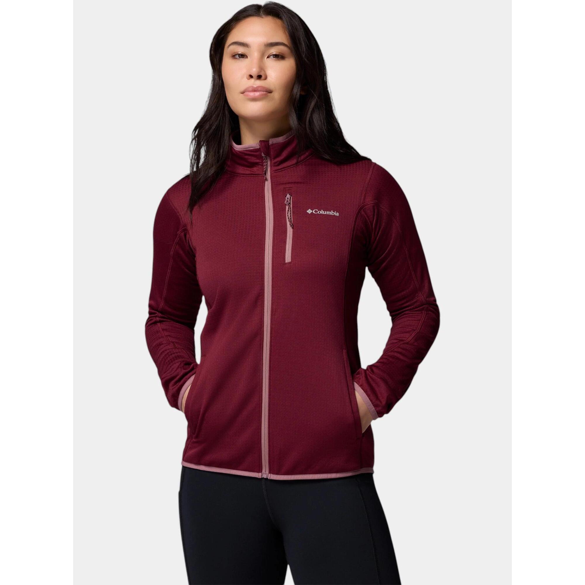 Columbia - Pull Femme Essential Hike Grid - Polaire - Rouge - Decathlon
