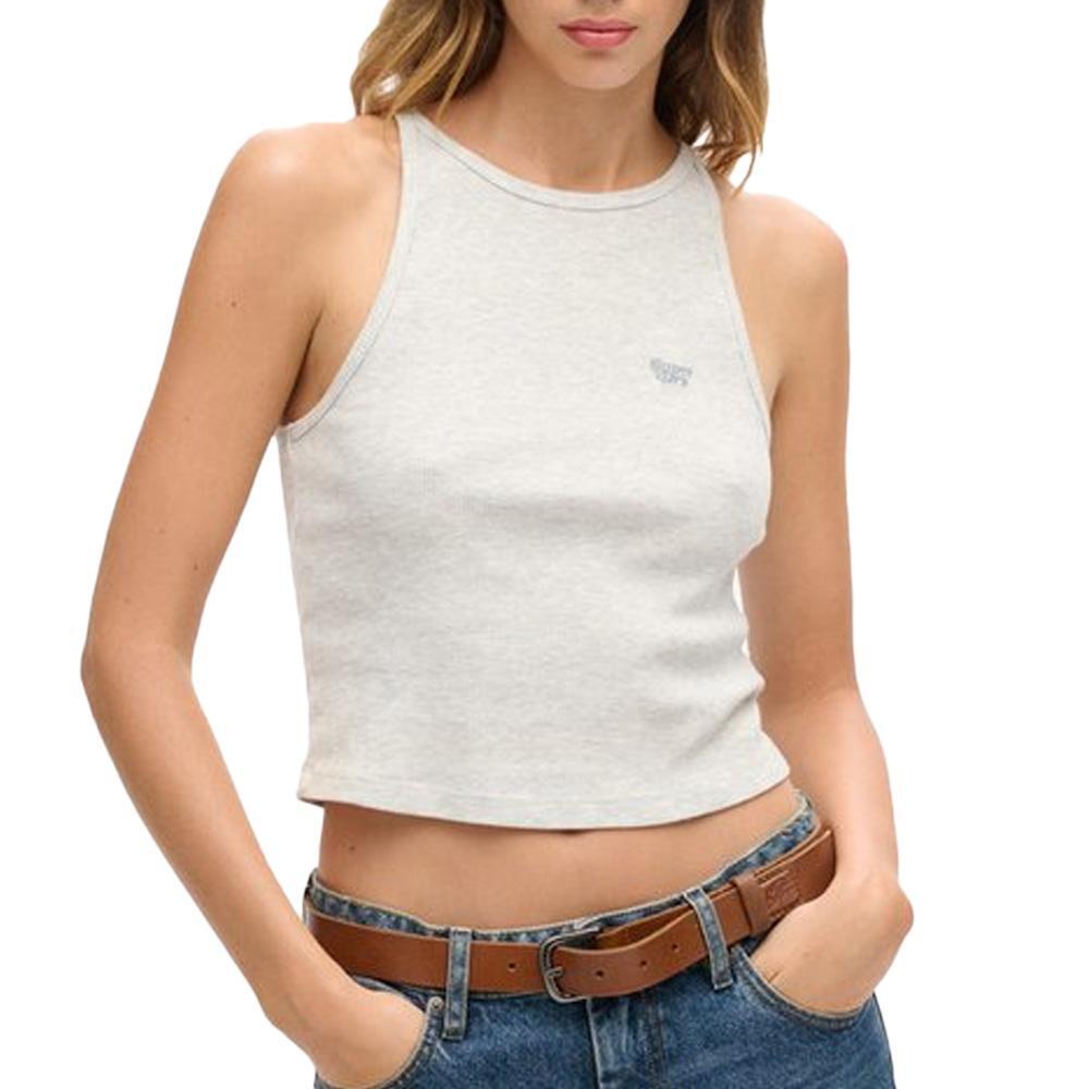 Superdry - Débardeur Beige Femme Superdry Essential Logo Racer - Sous Pull - Beige - Decathlon