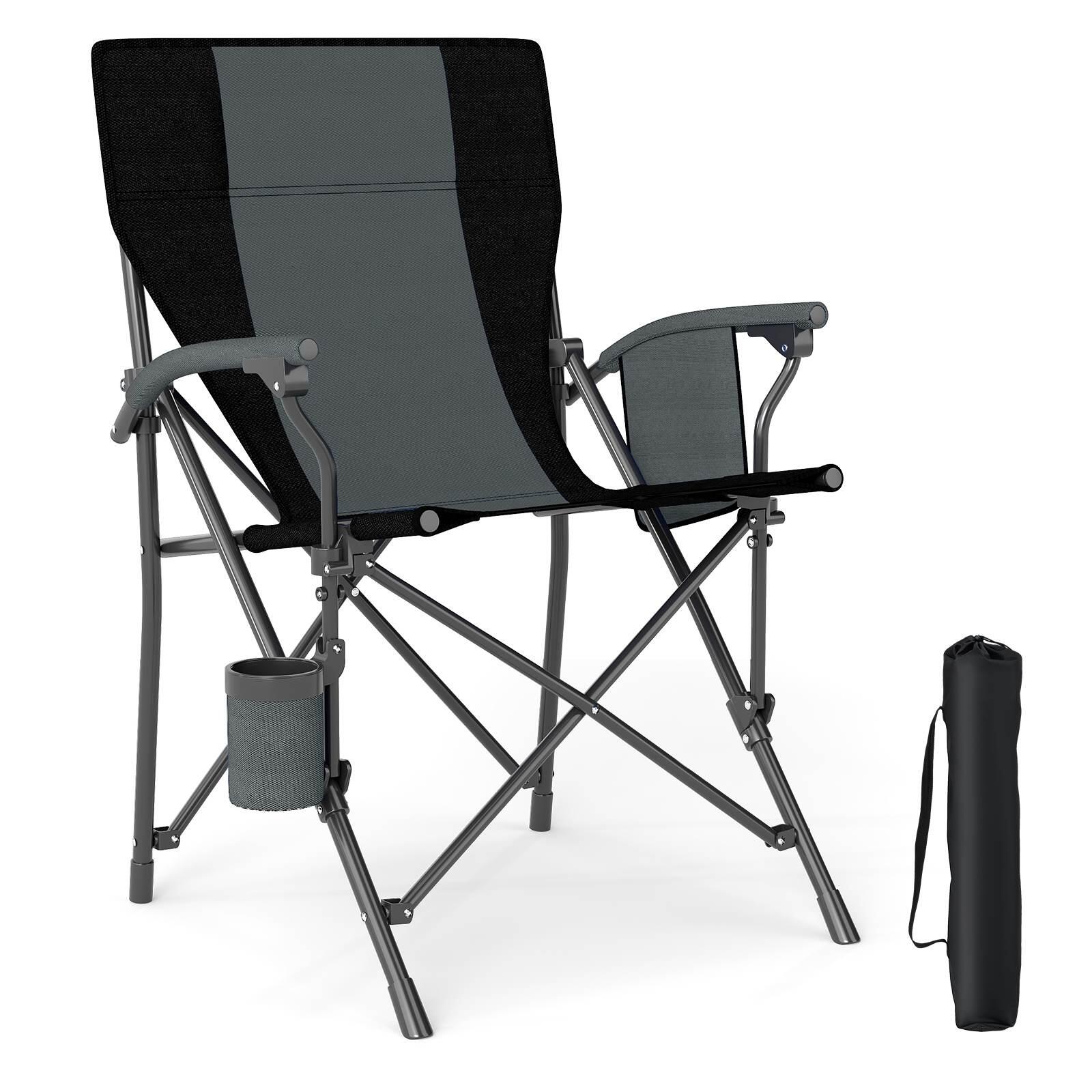 Folding Camping Chair Outdoor Oxford Cloth Lawn Seating w/Cup Holder