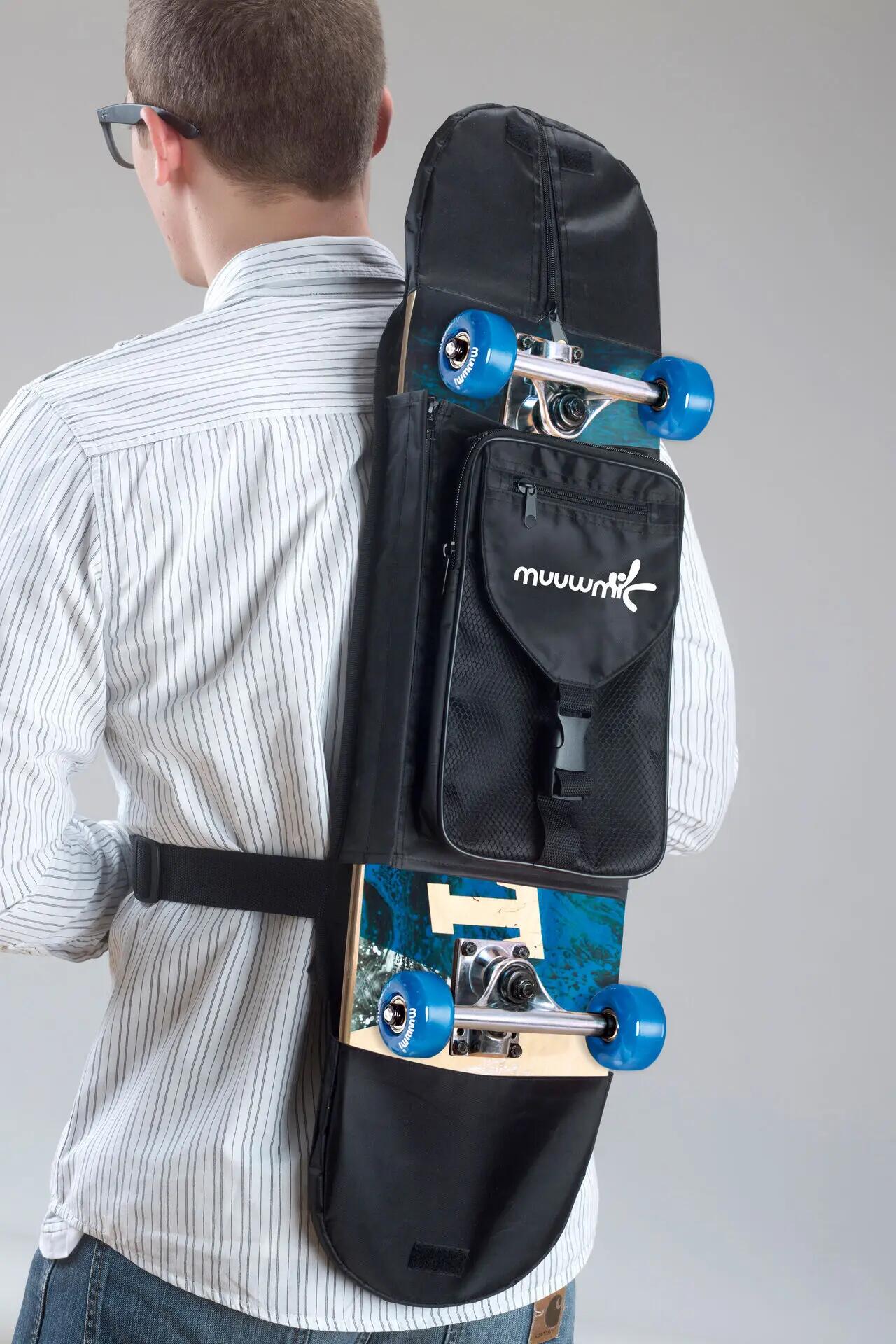muuwmi Skateboard - ABEC 5 Ball Bearing, Wave Design, with backpack 10/11