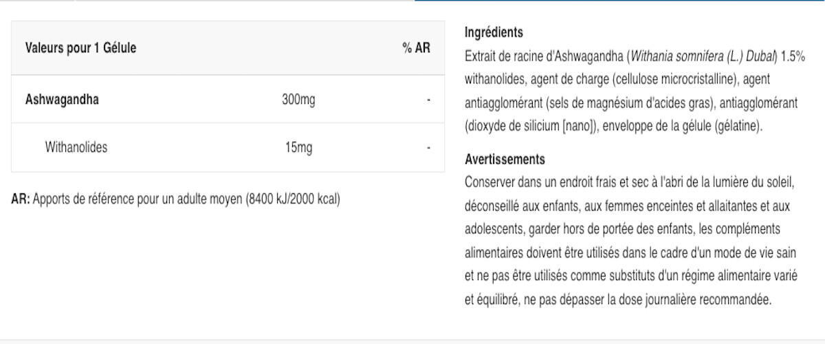 Ashwagandha - Ashwagandha 600 Sport - 60 Gélules 2/6
