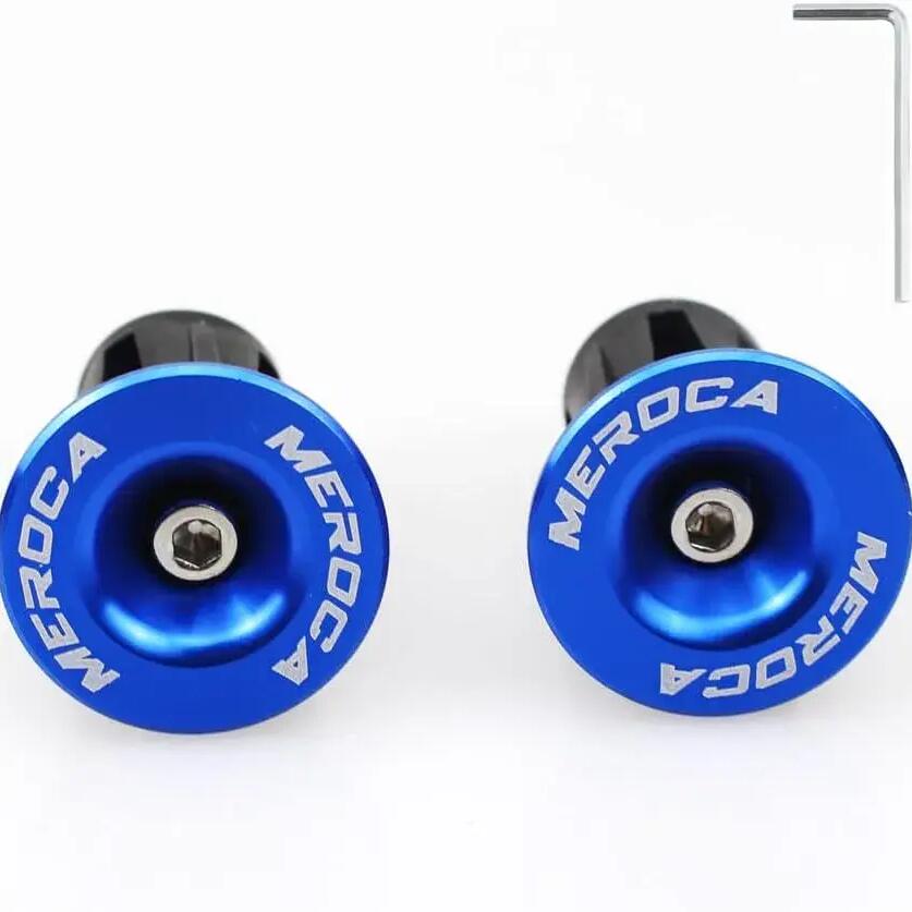 Bike handlebar end caps aluminium 22–24 mm M4 screw blue 19 g/pair