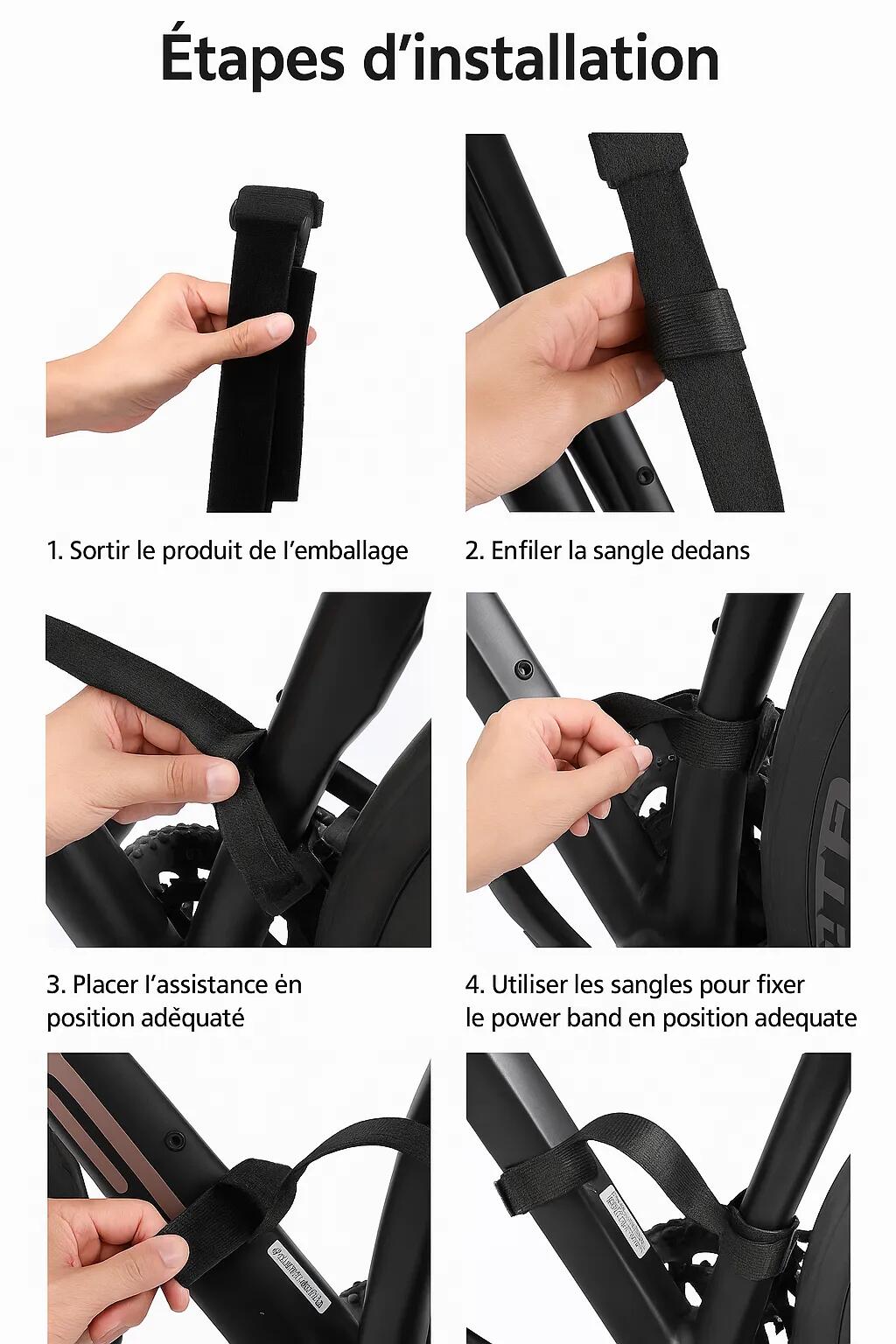 Popruh na přenášení kola nylon vysoká pevnost rychlá instalace černý 3/3