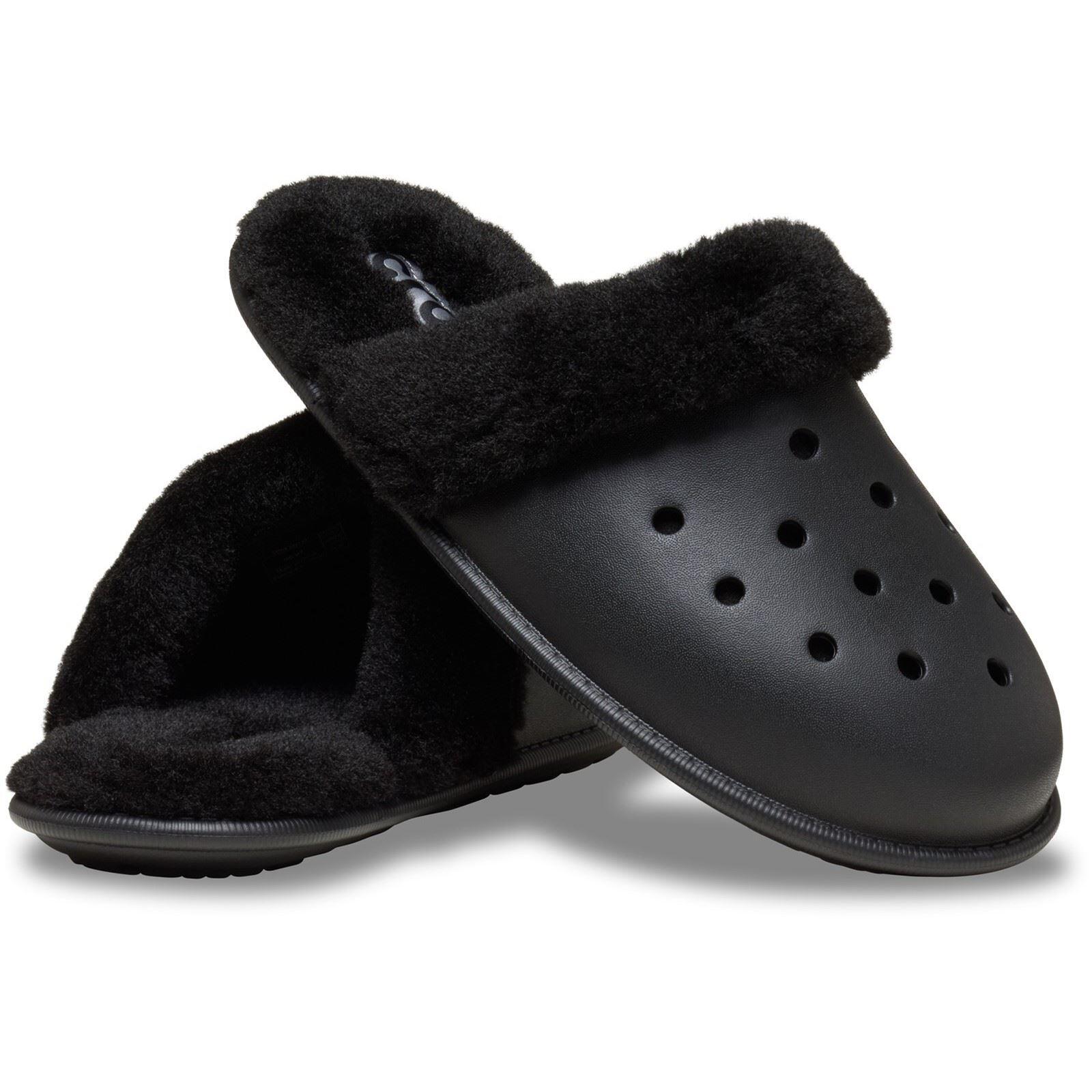 Crocs Classic Fuzz Scuff Thermoplastic Men's Black Slippers 3/6