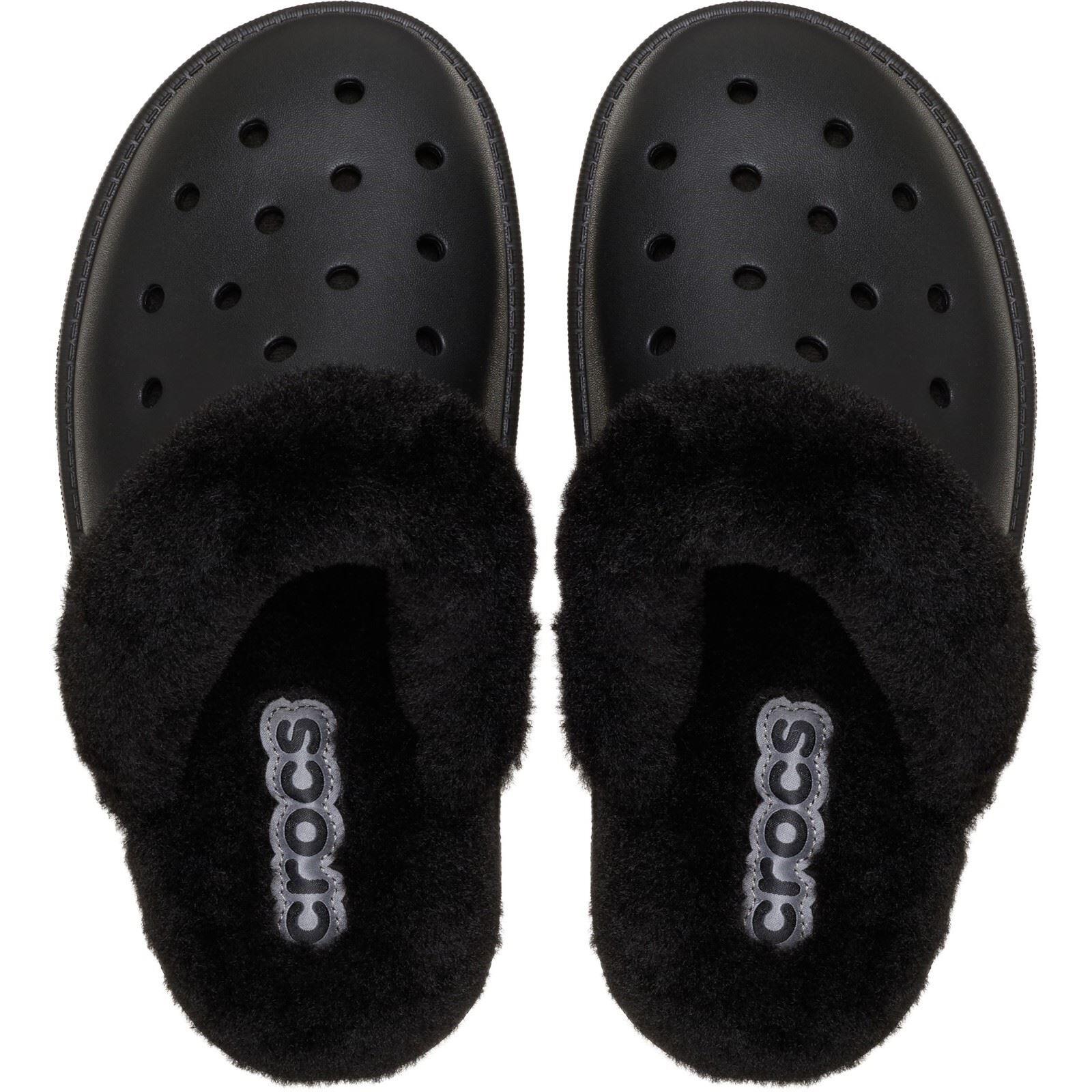 Crocs Classic Fuzz Scuff Thermoplastic Men's Black Slippers 5/6