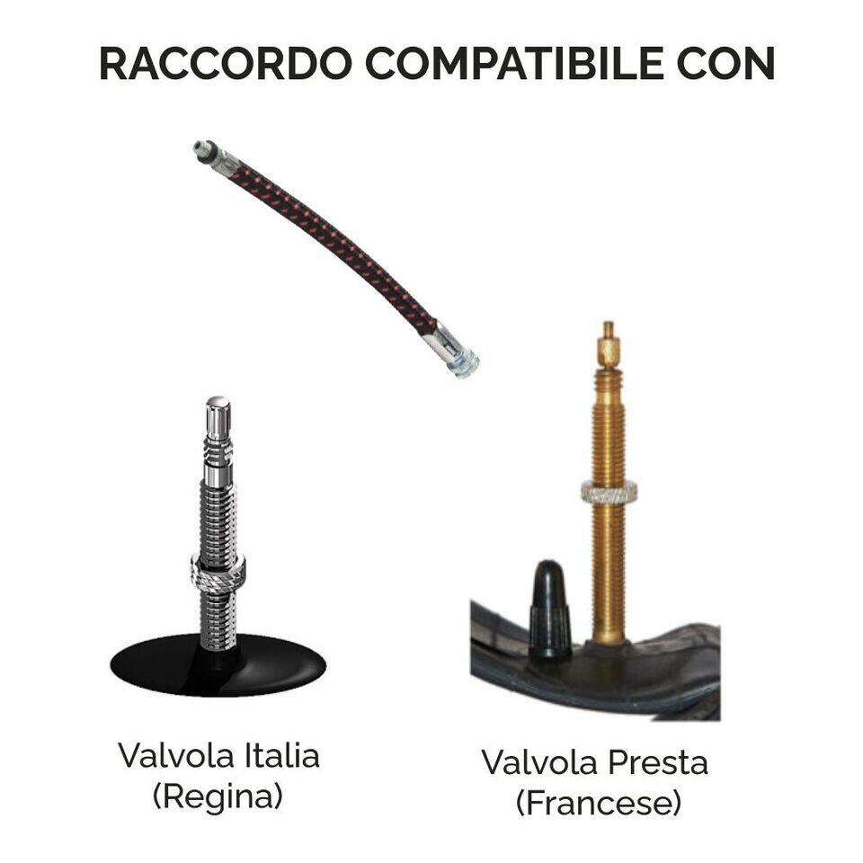 pompa gonfiatore per pneumatici ruote bici con raccordo flessibile EV 3/3