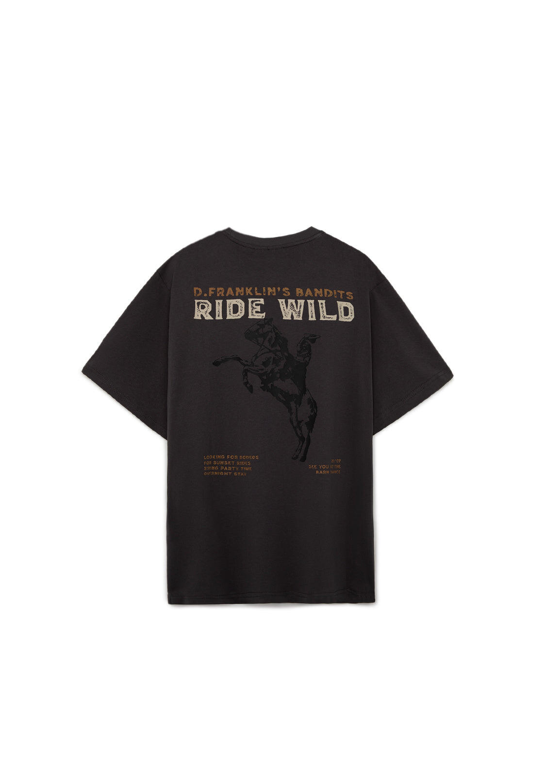 Camiseta Hombre Ride Wild Antracita 3/4
