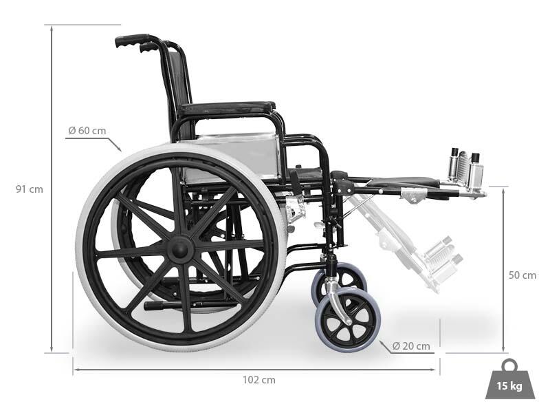 Wellcore cadeira de rodas elevatória em aço com apoio para os pés 2/5