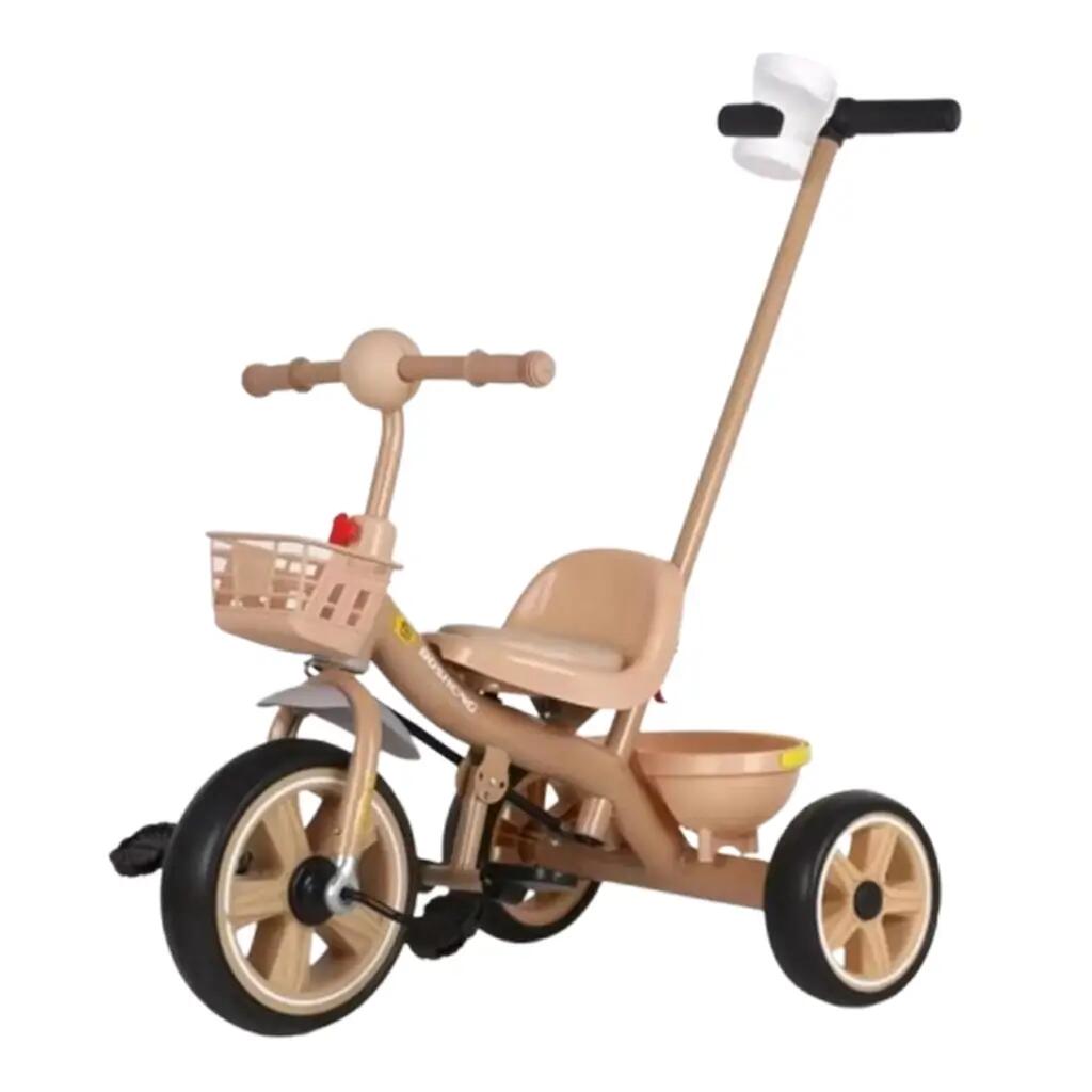 Tricicleta copii 2-5 ani cu maner parental detasabil, Crem, Suport picioare