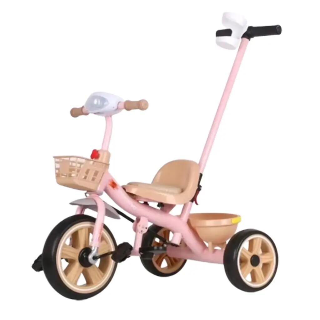 Tricicleta copii 2-5 ani cu maner parental detasabil, Roz, Suport picioare